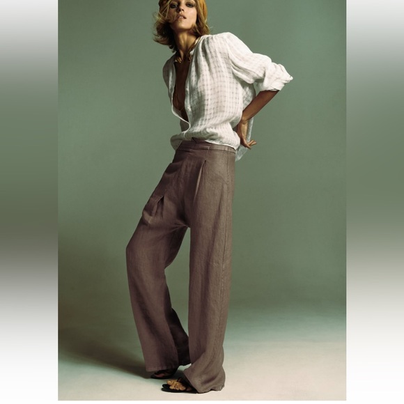 Zara Asymmetrical linen pants - Picture 4 of 8
